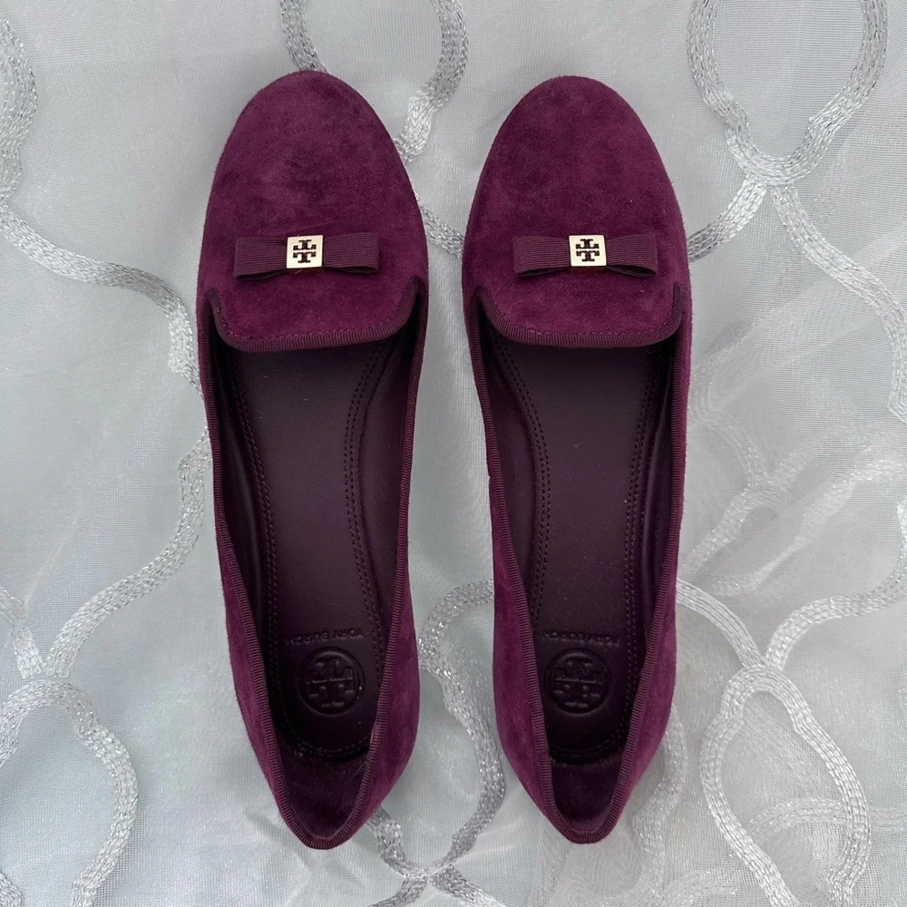 Tory Burch purple loafers